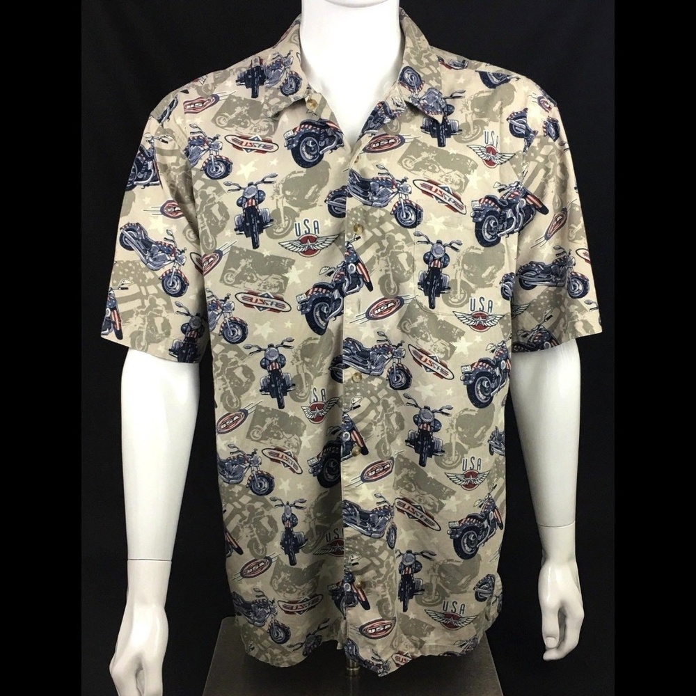 C & B Sport Shirt Motorcycles Mens Big & Tall LT